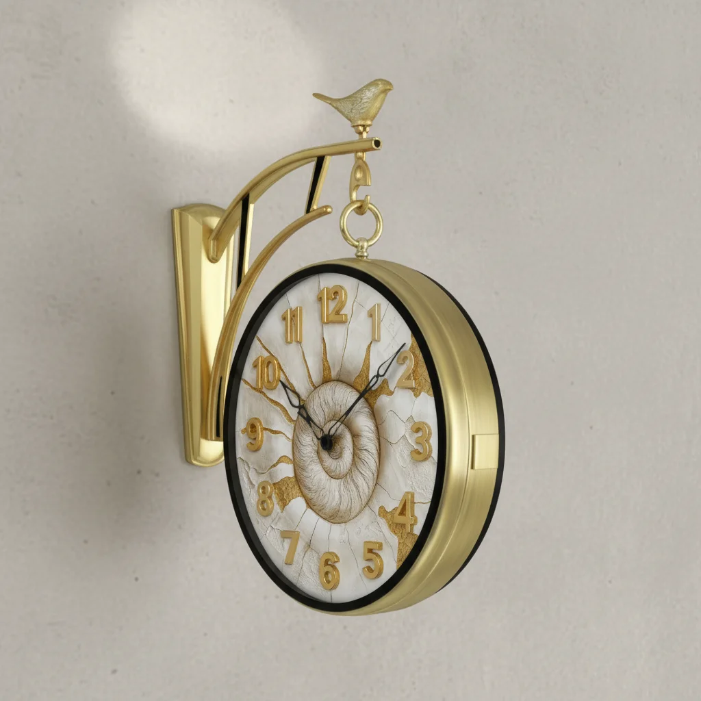 The clock Factory Gold Double Sided 12-Inch Wall Clock with Bird & Nautilus Dial - The clock Factory - Double Sided Clocks - ["Vintage Style", "Ornate Decor", "Double Sided" - Image 7