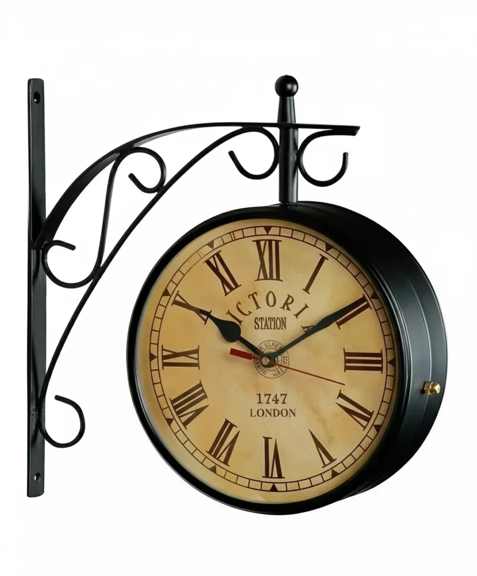 The Clock Factory VictoriaStationClock Double-Sided Vintage Wrought Iron Wall Clock - The clock Factory - Double Sided Clocks - ["Vintage", "Home Decor", "Double-Sided" - Image 3