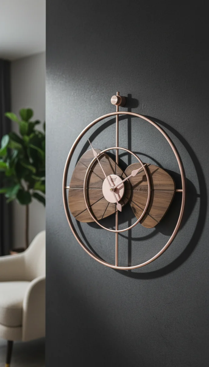 Solar SQ-60 Modern Abstract Rose Gold Metal Wall Clock - Solar - Wall Clock - ["Modern Style", "Abstract Design", "Rose Gold Finish" - Image 6