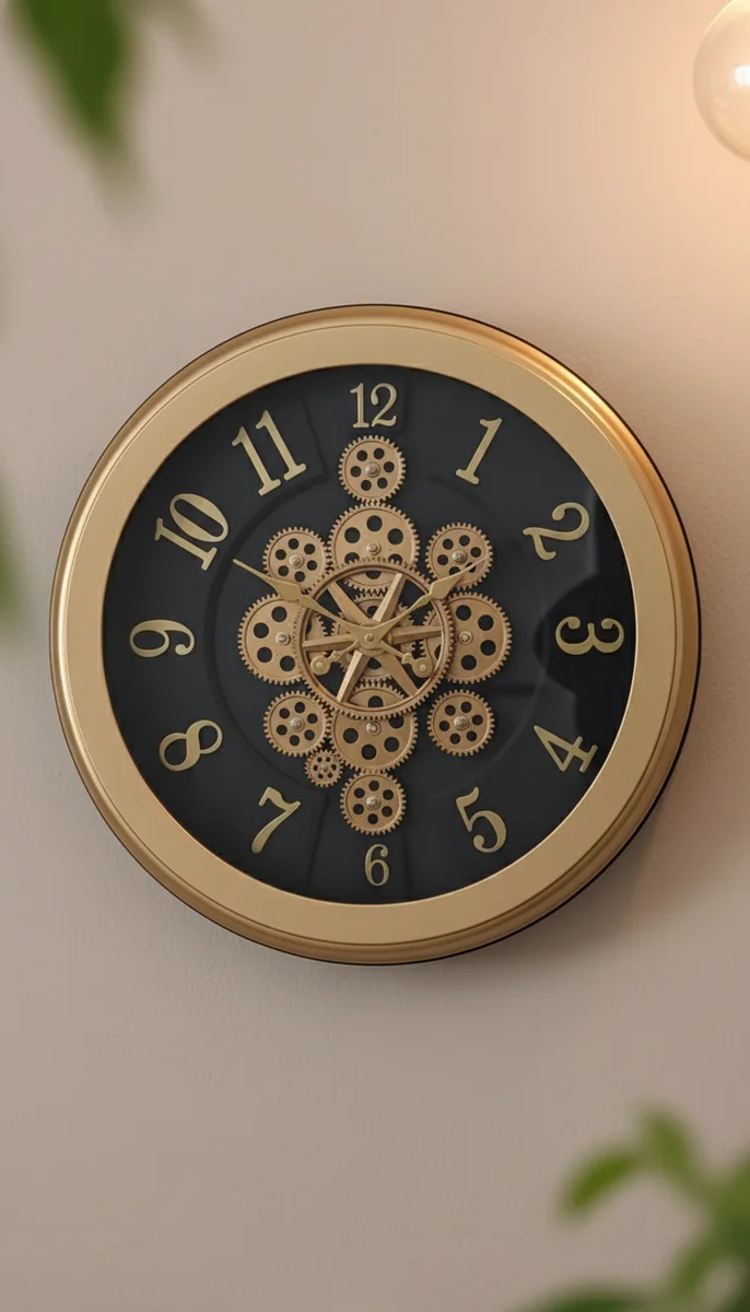 Sapna 3551 Industrial Steampunk Wall Clock with Visible Gears, Copper Finish lifestyle 3