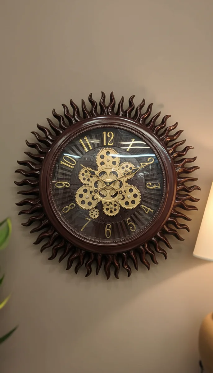 Sapna 3361 Sunburst Gear Wall Clock