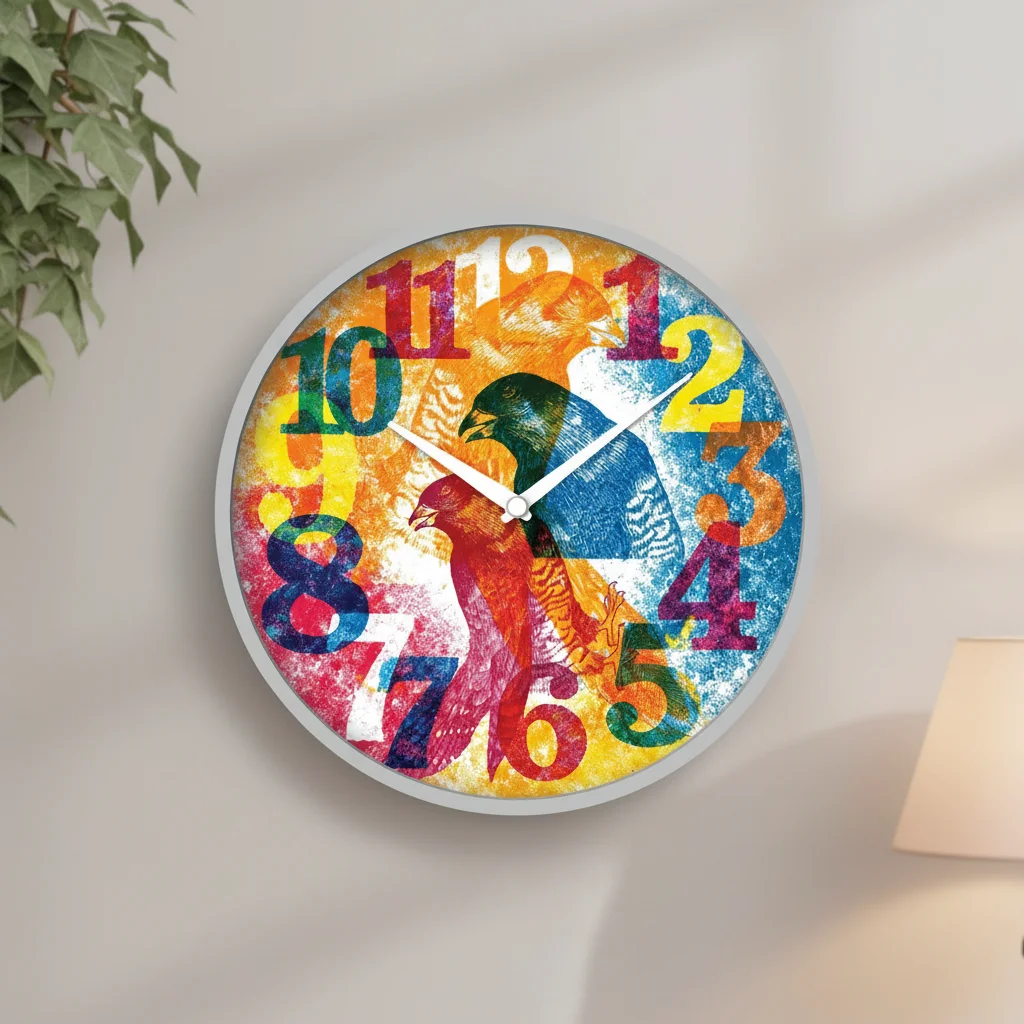 The clock Factory TCF-093 Colorful Abstract Bird Analog Wall Clock - The clock Factory TCF-093 - Premium Wall Clock