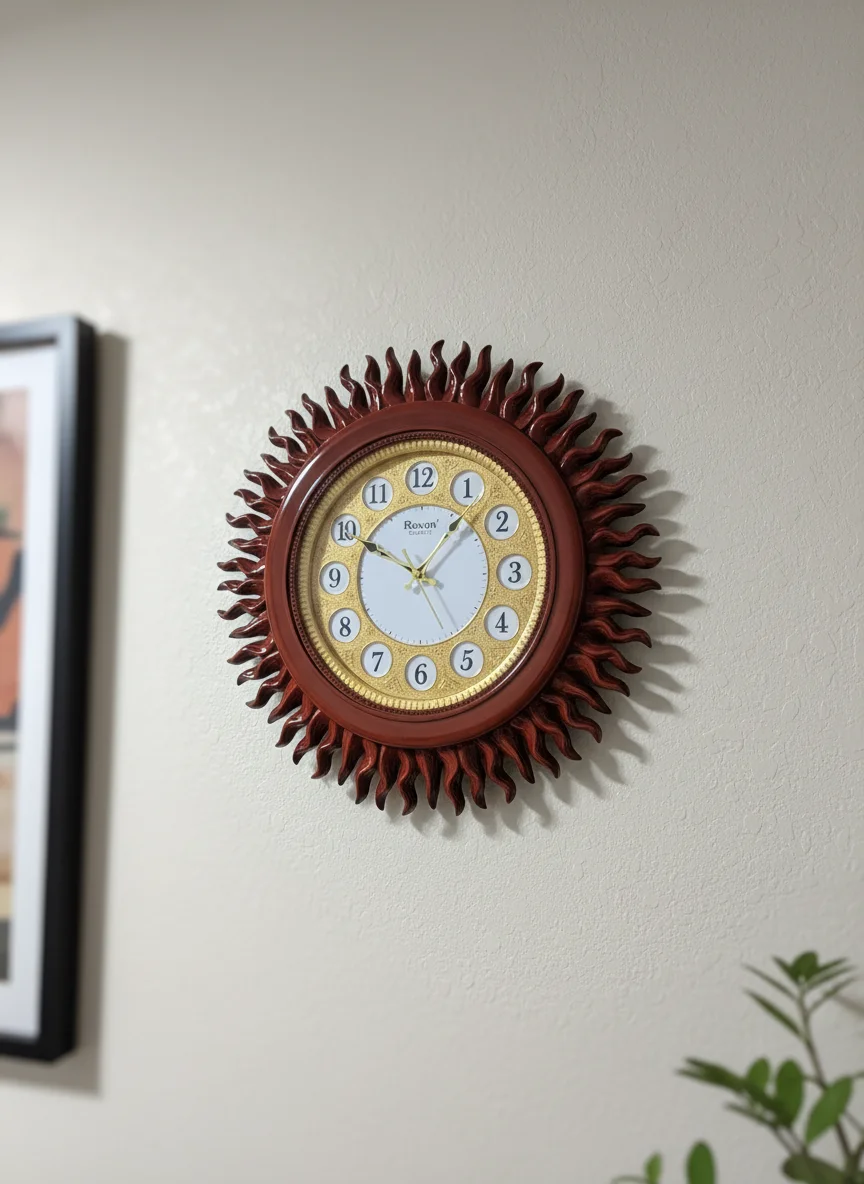Roxon Sunburst Wall Clock - Elegant Home Decor - Roxon - Wall Clock 22 inch - Wall Clock,  Sunburst Clock,  Wooden Clock - Image 9
