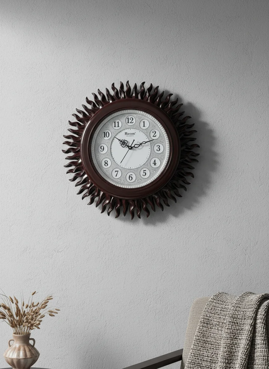 Roxon Sunburst Wall Clock - Elegant Home Decor - Roxon - Wall Clock 22 inch - Wall Clock,  Sunburst Clock,  Wooden Clock - Image 8