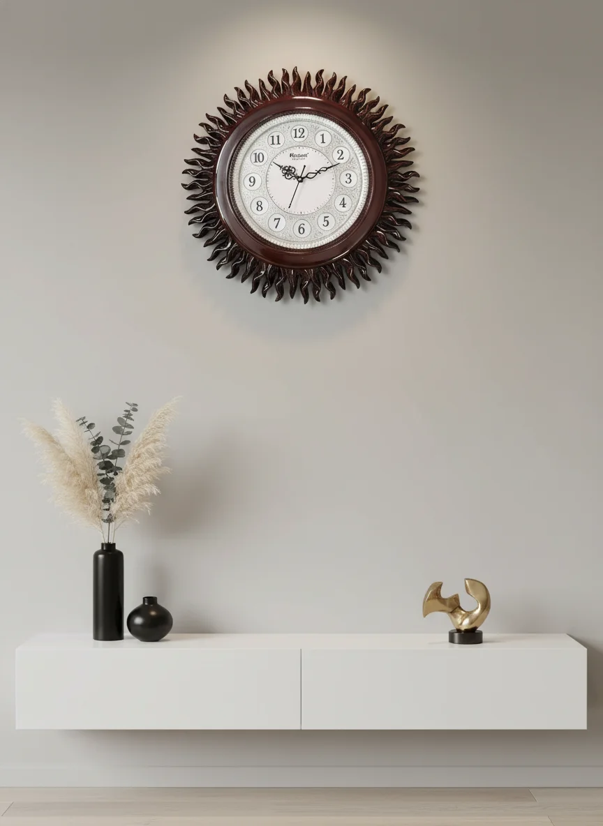 Roxon Sunburst Wall Clock - Elegant Home Decor - Roxon - Wall Clock 22 inch - Wall Clock,  Sunburst Clock,  Wooden Clock - Image 9