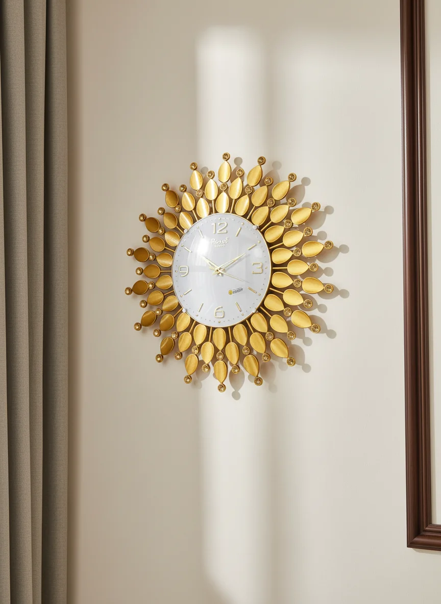 Roxon 1400 Gold Sunburst Wall Clock - Roxon - Wall Clock 18 inch - Wall Clock, Gold Clock, Sunburst Clock - Image 8