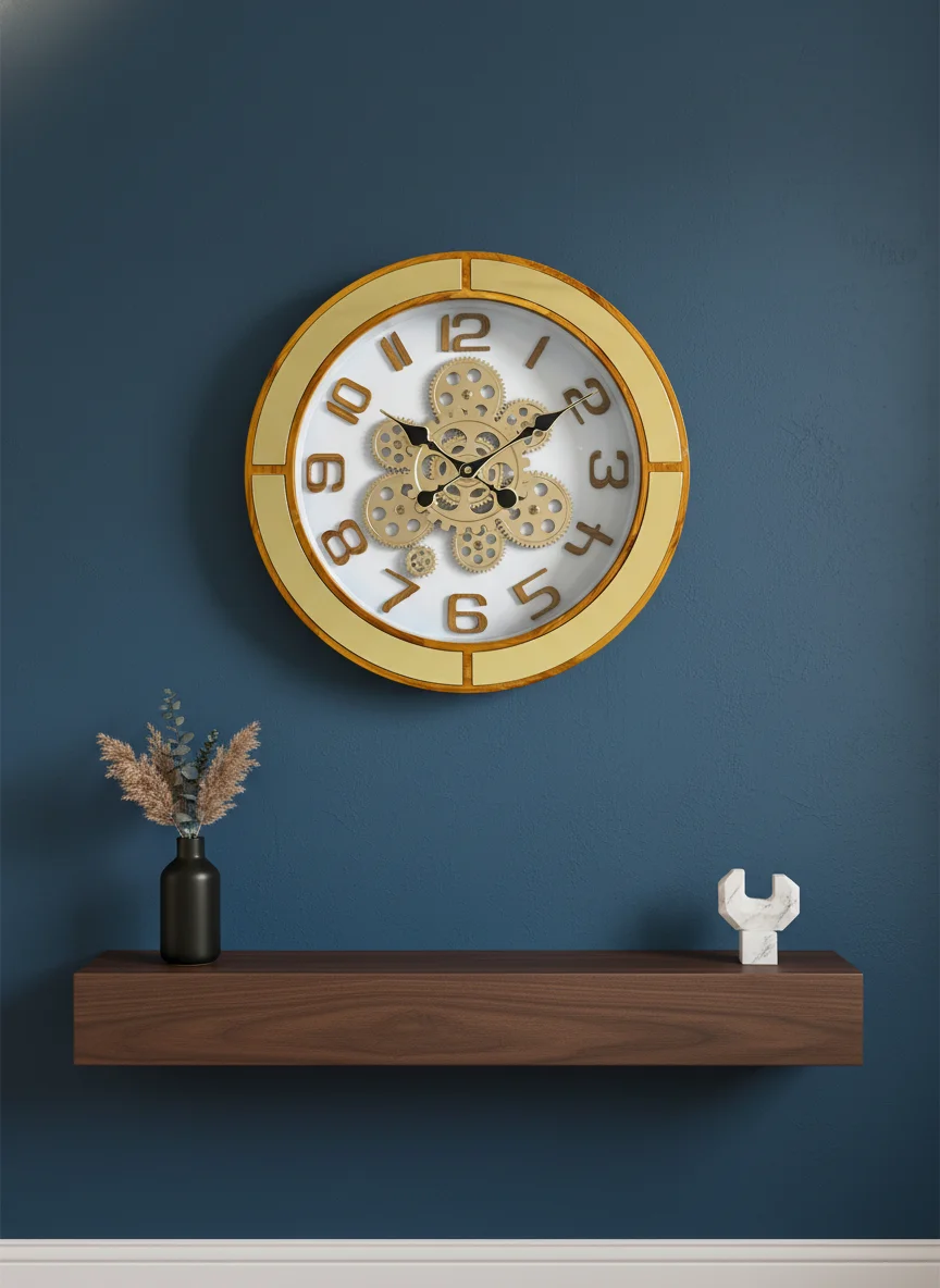 Elegant g4 Wall Clock with Visible Gears, Gold Accents & Wood Grain Finish - elegant - Wall Clock - ["Modern Industrial", "Home Decor", "Visible Gears" - Image 7