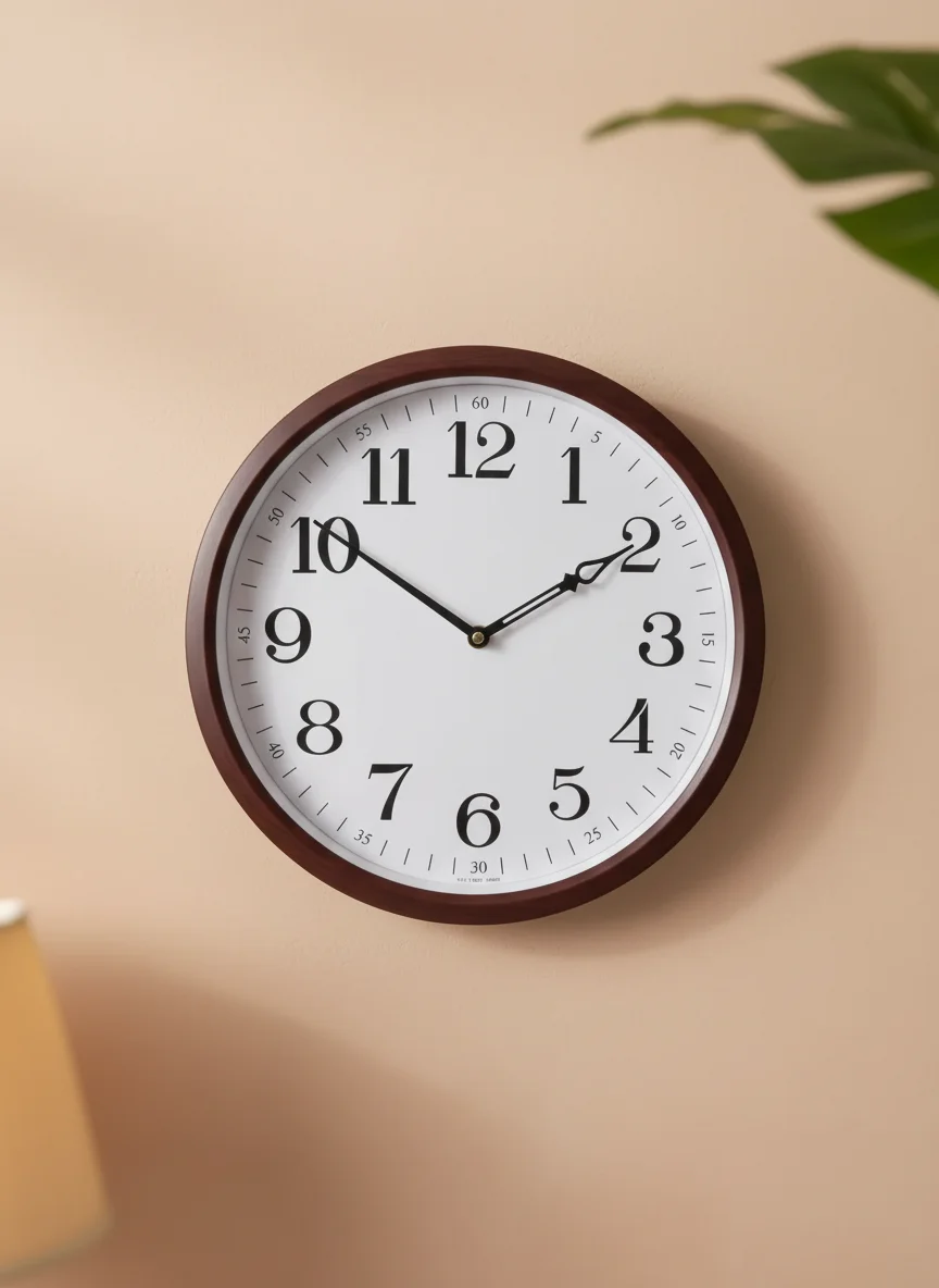 Aviva 040 Classic Round Wall Clock with Quartz Movement, Matte Brown Frame