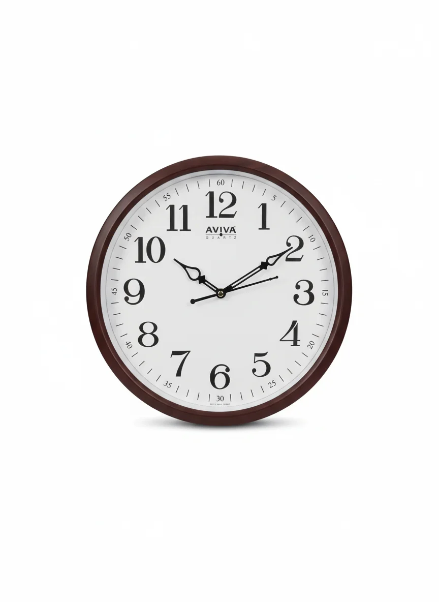 Aviva 040 Classic Round Wall Clock with Quartz Movement, Matte Brown Frame - Aviva - Wall Clock - ["Classic Style", "Home Decor", "Analog Display" - Image 3