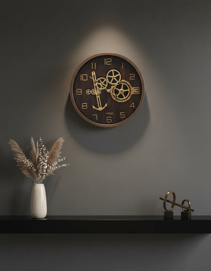 SkyZZer 1819 Industrial Gear Wall Clock with Anchor Design - Bronze Frame - SkyZZer - Wall Clock  - ["Industrial Style", "Exposed Gears", "Anchor Decor" - Image 6