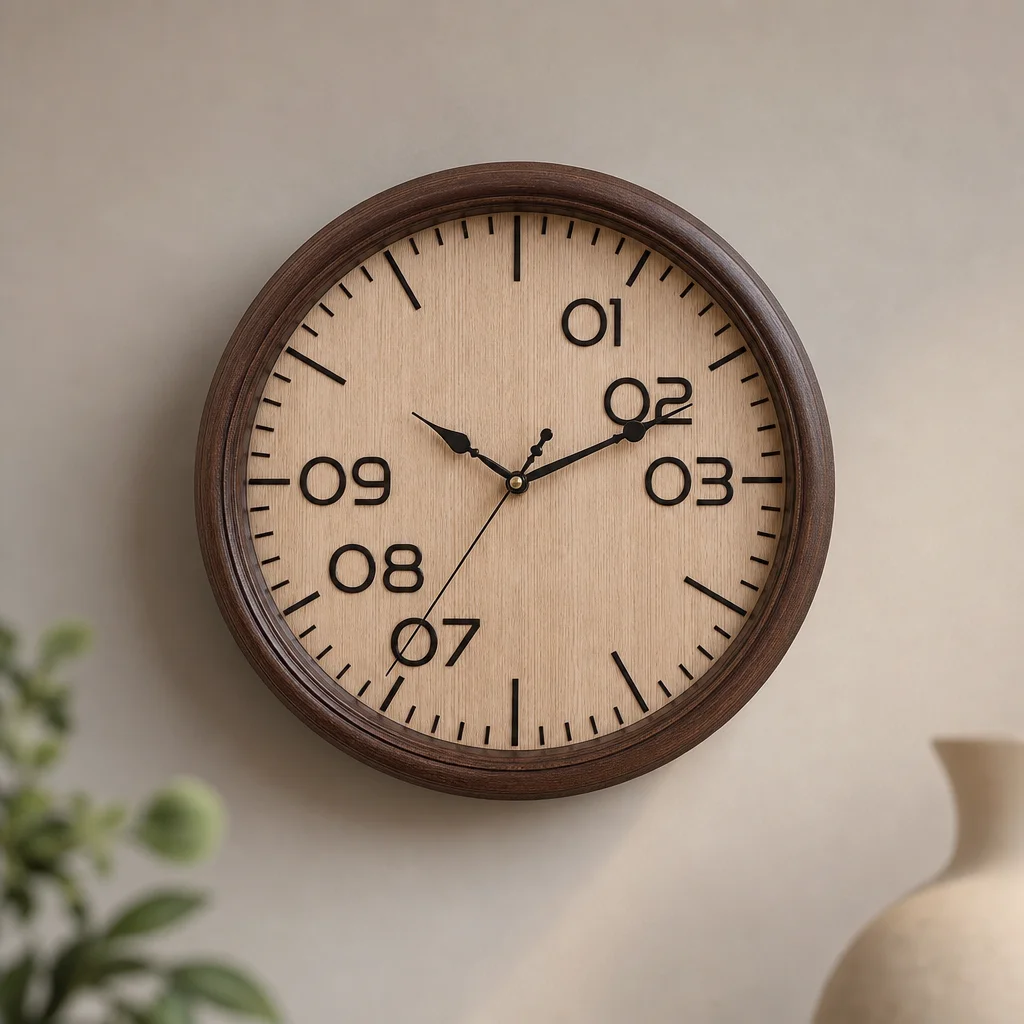 Sizzero 2200-LightWood Modern Wall Clock 22x22