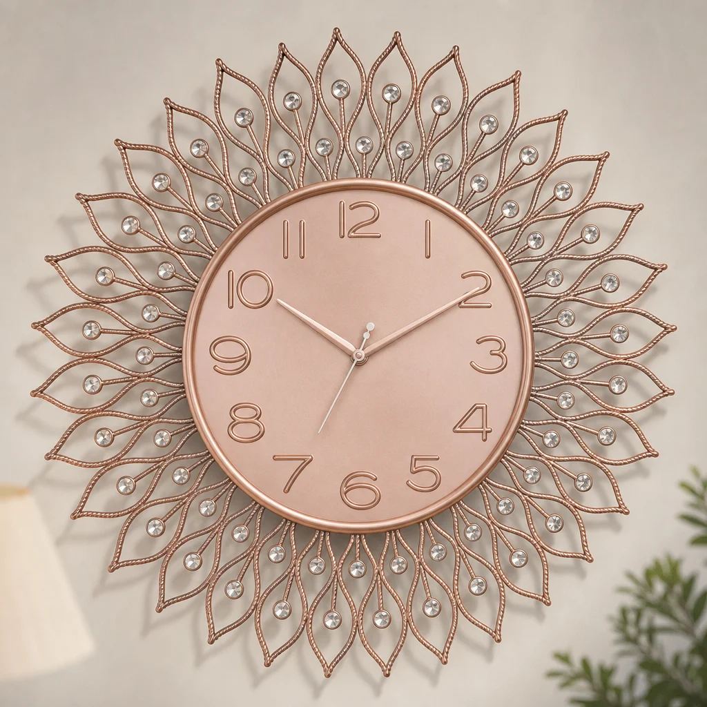 Rose Gold Decorative Crystal Wall Clock dimensions