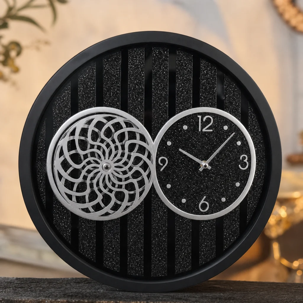 SkyZZer 018 Modern Black and Silver Decorative Wall Clock