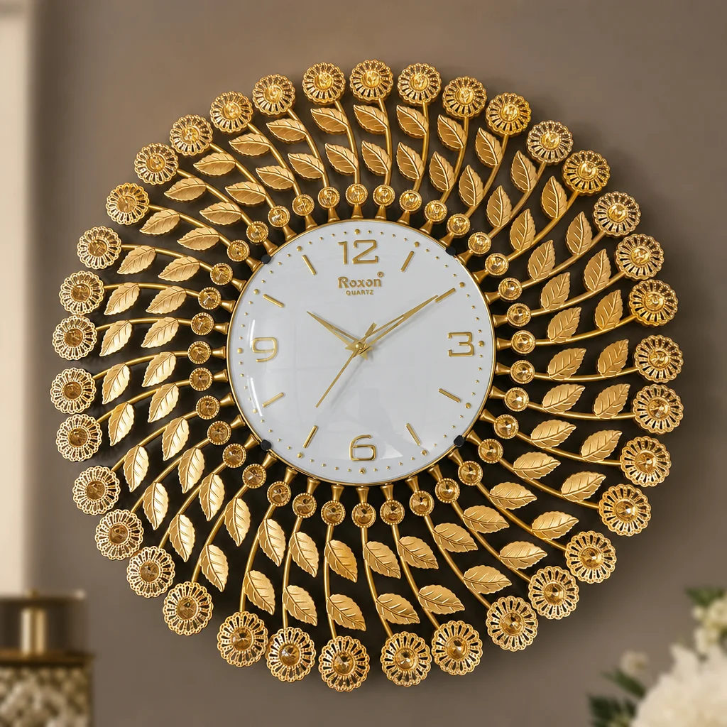 Gold Leaf Wall Clock