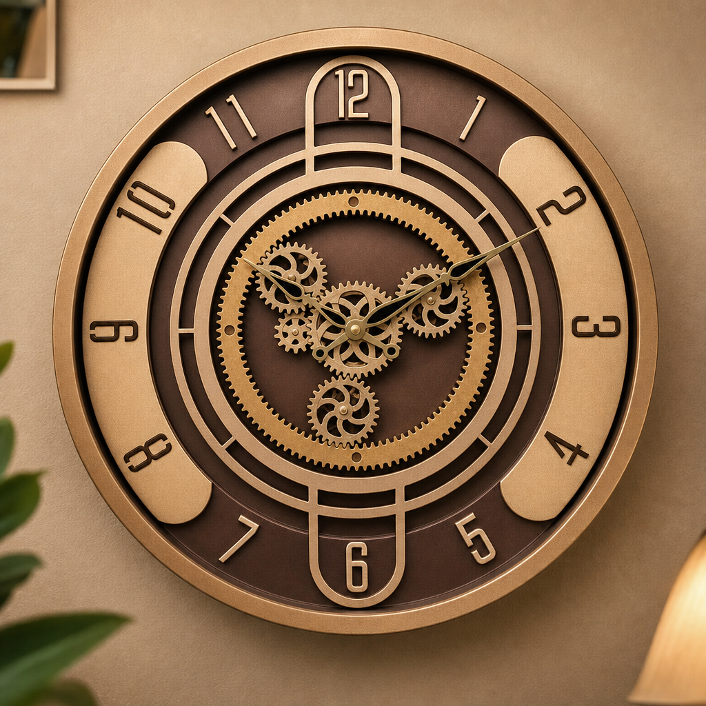 SkyZZer 1818 Bronze & Dark Brown Decorative Gear Wall Clock