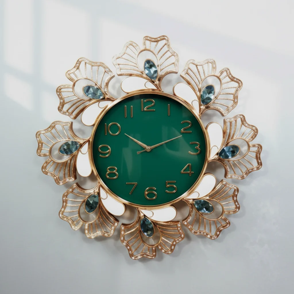 Elegant Rose Gold Floral Wall Clock