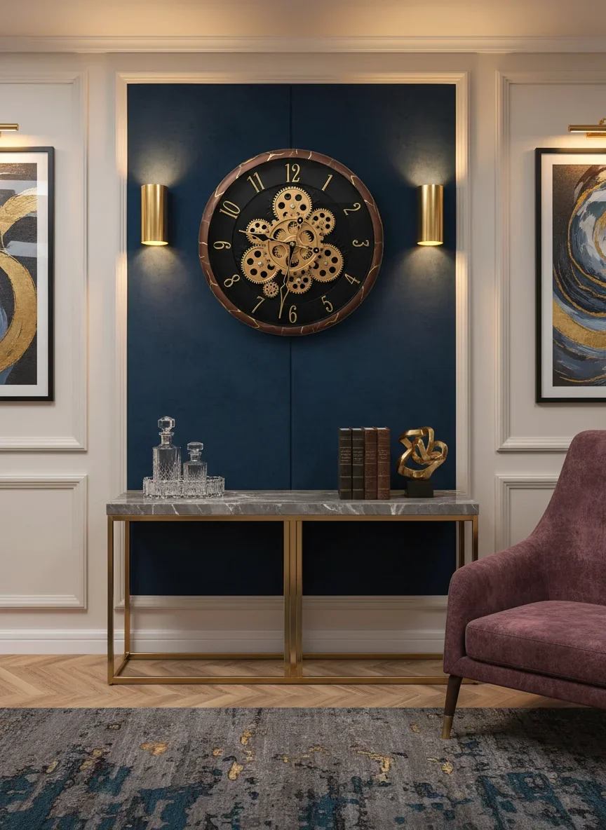 Sapna 3421 Gear Wall Clock - Brown & Gold - Sapna - Wall Clock 14 inch - Wall Clock, Gear Clock, Steampunk Clock - Image 4