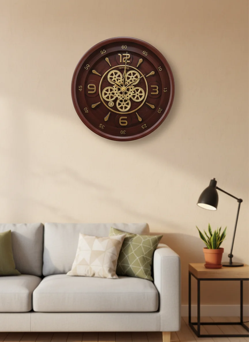 Sunbird 3131 Gold Gear Wall Clock