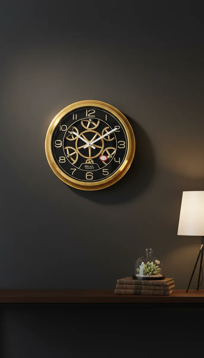 Gold Gear Wall Clock - Elegant Home Decor