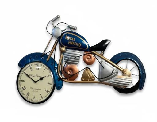 Vintage Motorcycle Wall Clock Royal Enfield Inspired Metal Art