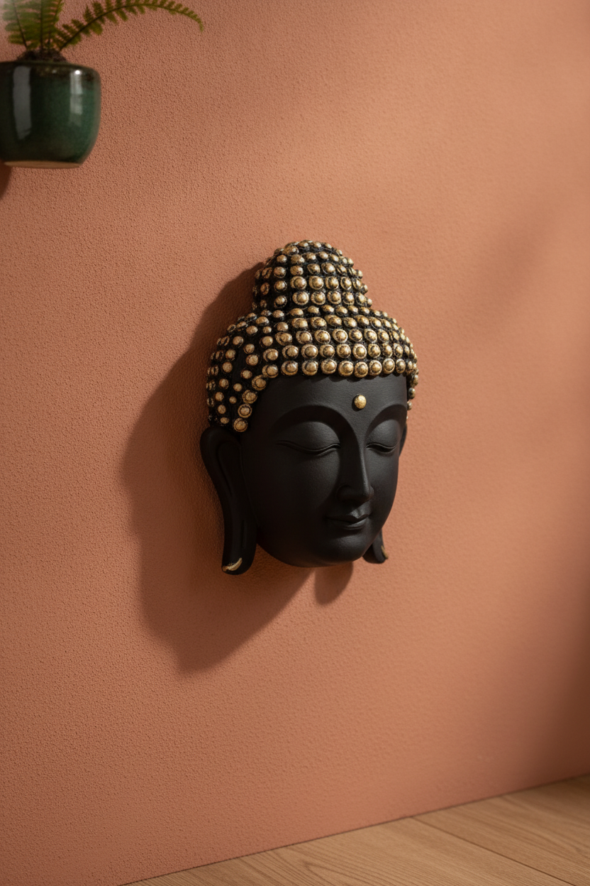 Theo Buddha Face Wall Art - Light Wood & Silver - Decor 12