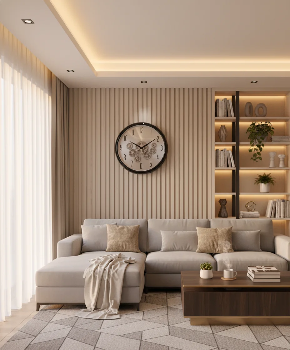 Sleek Golden wall Clock with moving gear - Decor 7