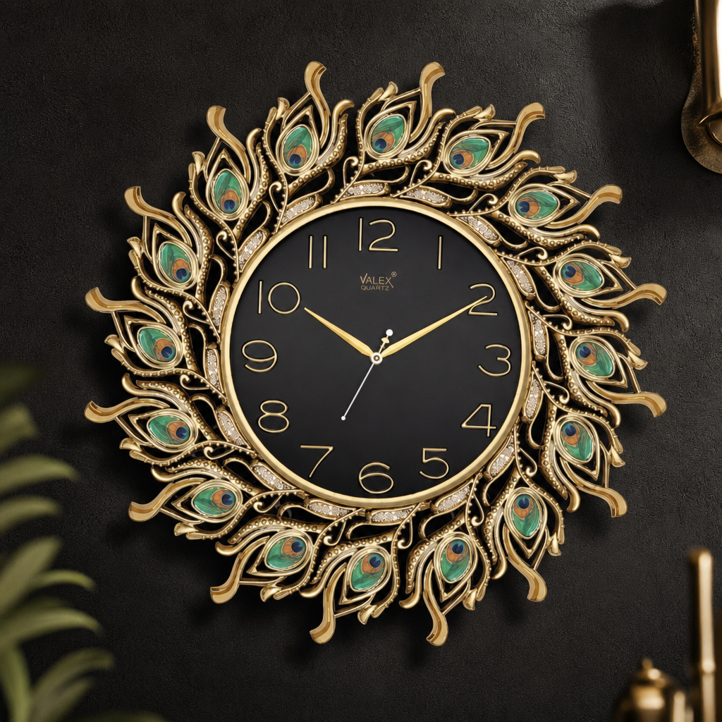 Valex 151 Decorative Peacock Feather Wall Clock - Decor 2