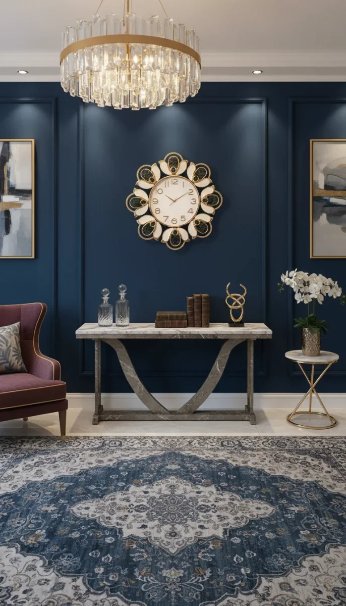 Elegant Gold & White Floral Design Wall Clock - Decor 2