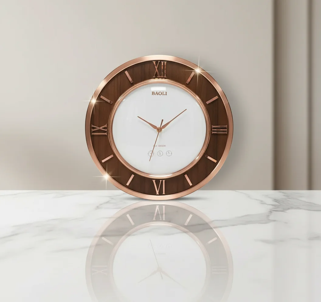 Elegant Rose Gold & Brown Wall Clock - Modern SP 751 F