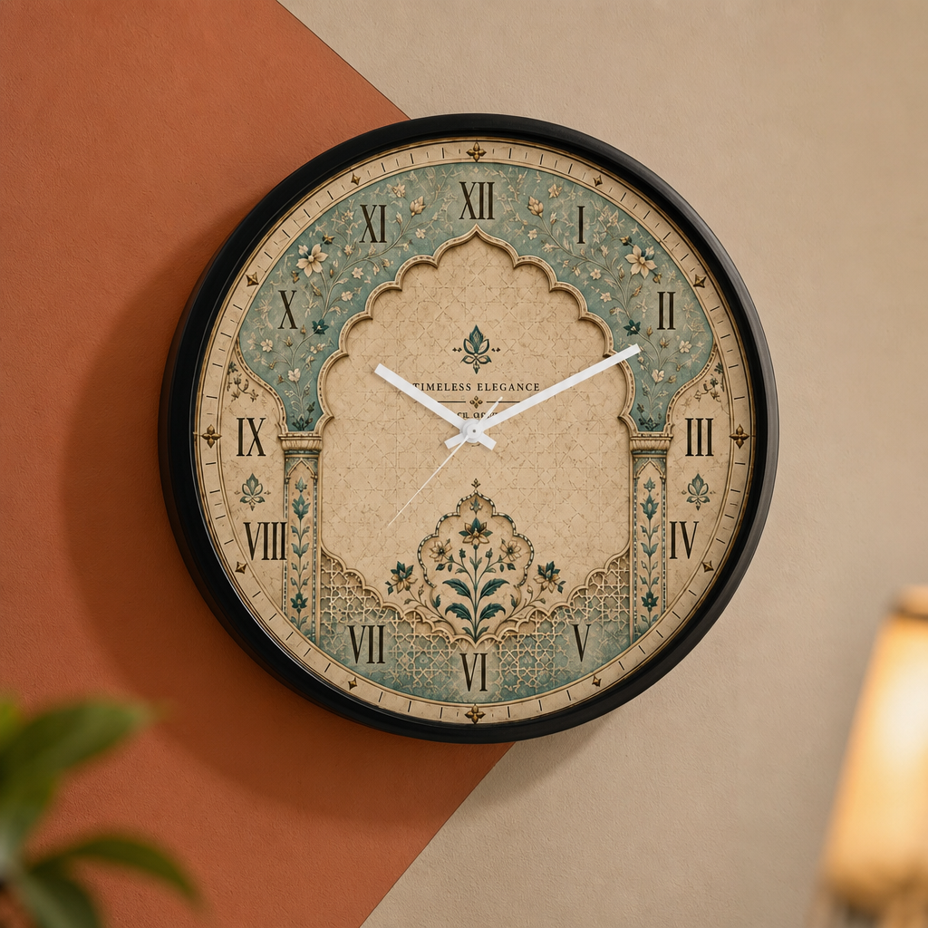 The Clock Factory 031 Mughal Arch Floral Wall Clock
