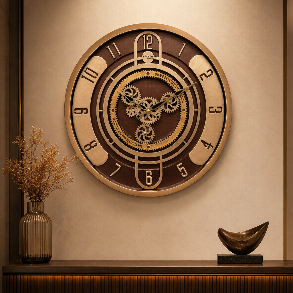 SkyZZer 1818 Steampunk Gear Wall Clock - Dark Bronze & Black - Decor 6