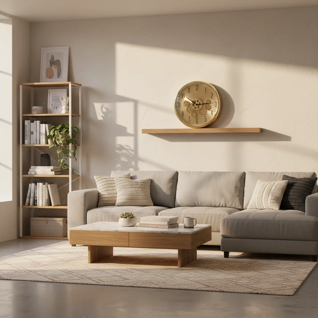 Sleek Golden wall Clock with moving gear - Decor 4