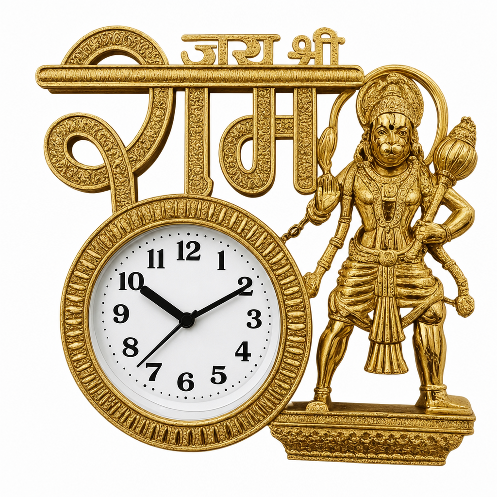 Diamond 1631 Jai Shri Ram & Lord Hanuman Golden Wall Clock