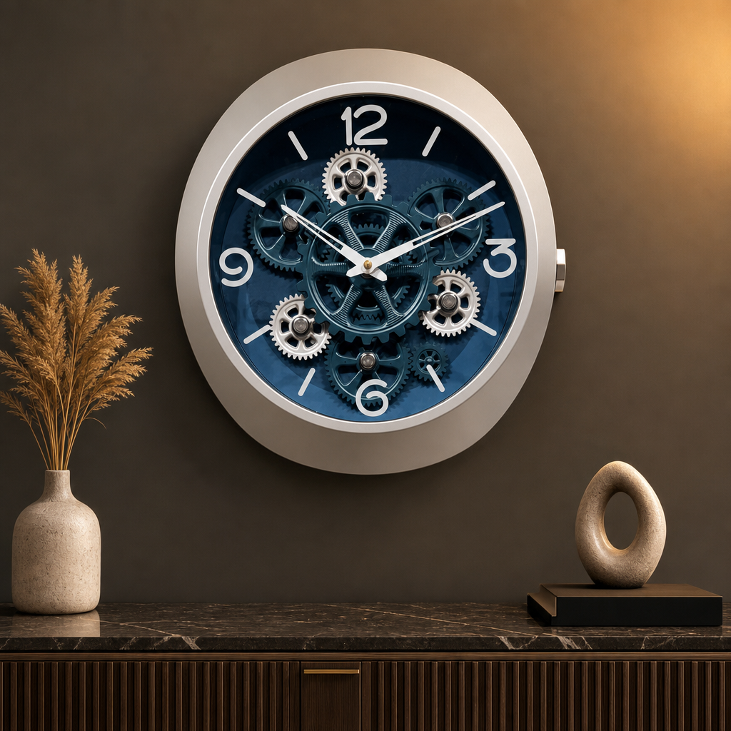 Real RG-06 Black Wall Clock with Exposed Gold Gears - Decor 7