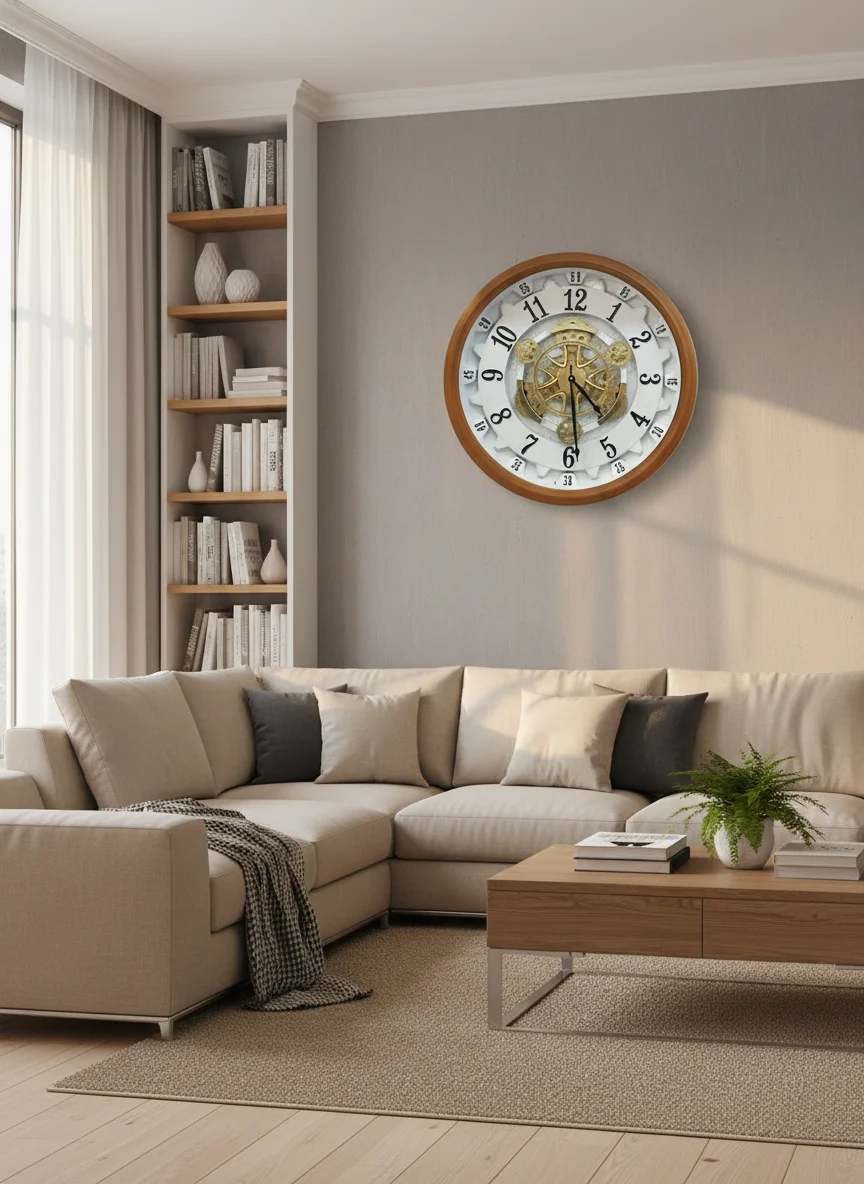 Milan H55 Gear Wall Clock: Rustic Charm lifestyle 4