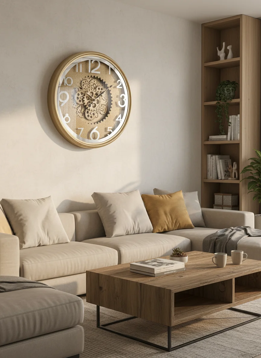 Glam Gold Gear Wall Clock - The clock Factory - Wall Clock 22 inch - Wall Clock, Gold Clock, Gear Clock - Image 3