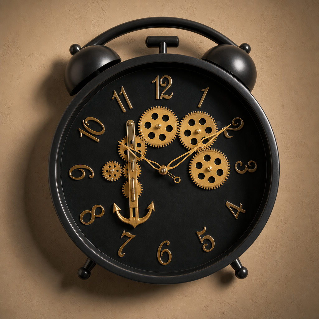 Milan h255 Gold Steampunk Wall Clock with Visible Gears - Decor 12