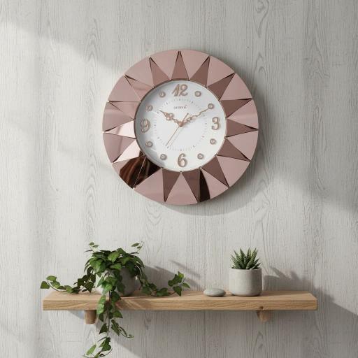 Rose Gold Sunburst Wall Clock - Surya S249 - Surya S 249-RoseGold - Premium Wall Clock 15.9 inch