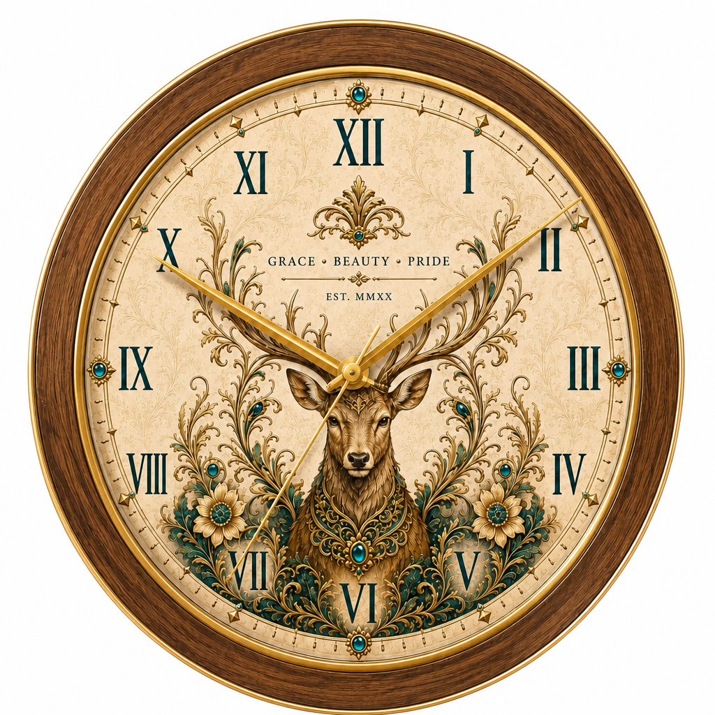 The clock Factory Majestic Deer Wall Clock