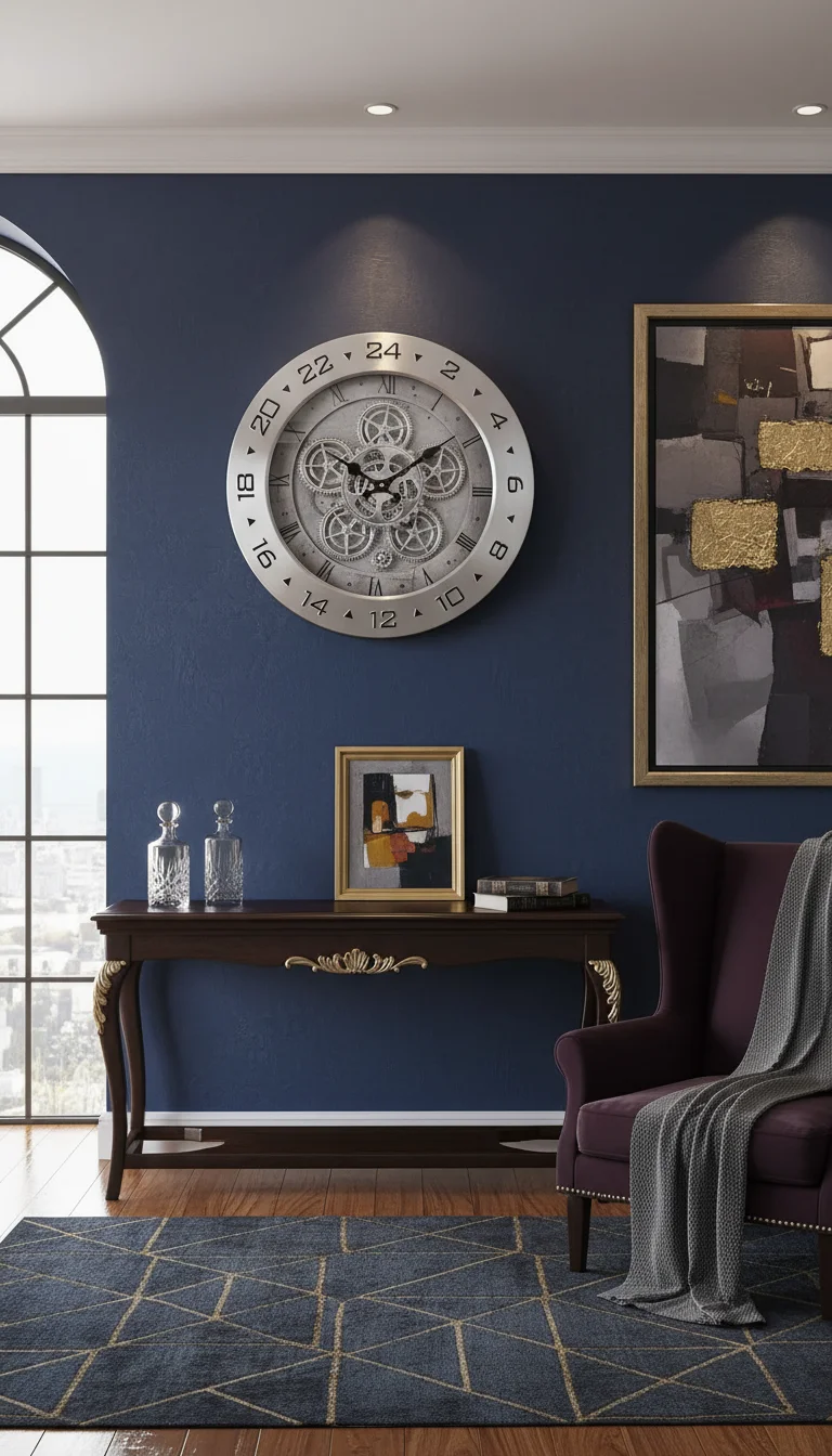 Gear Wall Clock - Silver Brushed Metal - The clock Factory - Wall Clock 16 inch - Wall Clock, Gear Clock, Metal Clock - Image 4