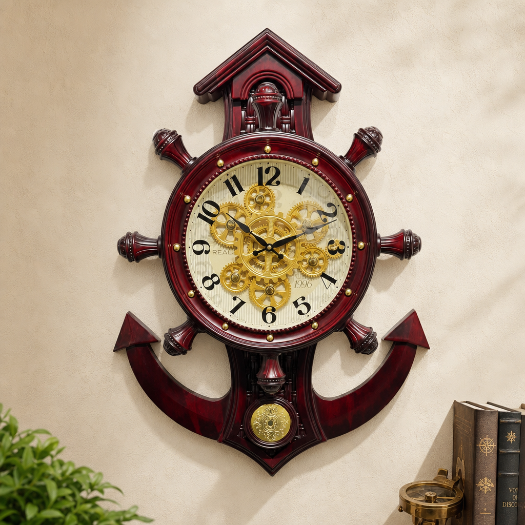 Real RG04 Nautical Ship's Wheel Wall Clock with Anchor lifestyle 5