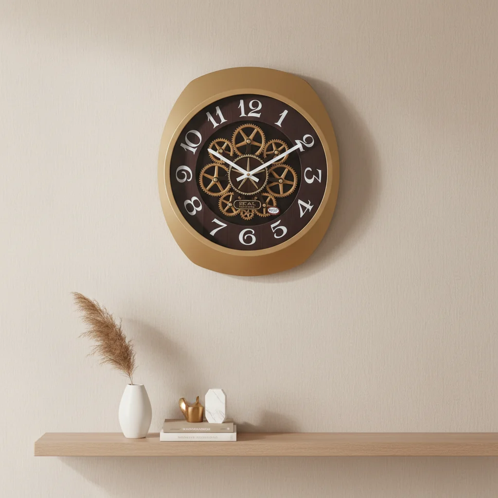Gold Gear Wall Clock - Elegant Home Decor