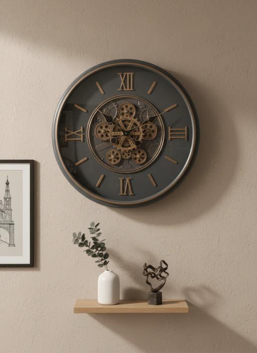Steampunk Gear Wall Clock - Dark Grey - The clock Factory 512 - 6 -MN