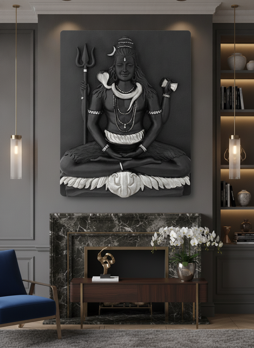 Capital Lord Shiva Grey and Silver Wall Art - Decor 10