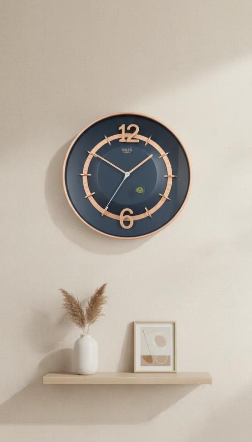 Vista 7020-1 Bronze Wall Clock - vista 7020-1-DarkBlue/Navy - Premium Wall Clock 12 inch