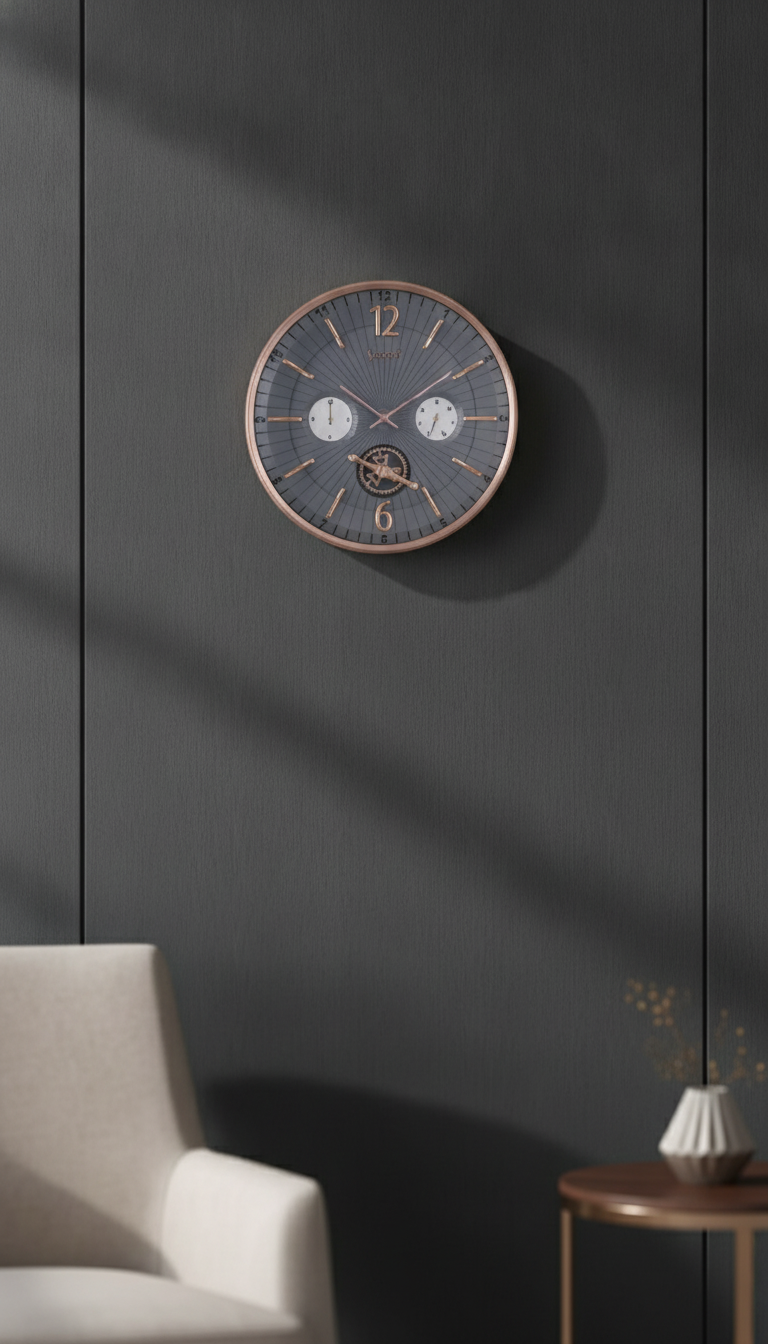 Sizzero 1617 Wall Clock - Black Dial with Rose Gold Finish lifestyle 6
