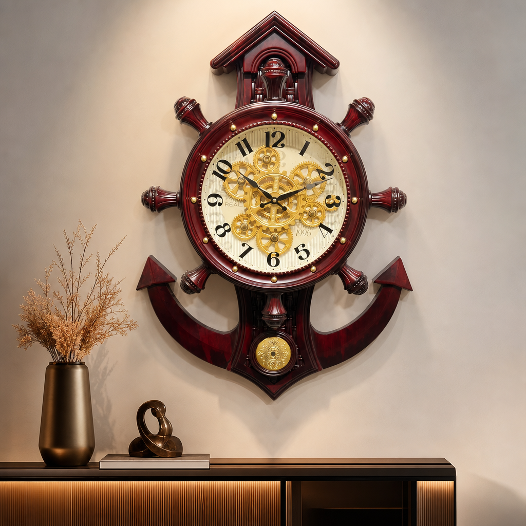Real RG04 Nautical Ship's Wheel Wall Clock with Anchor lifestyle 6