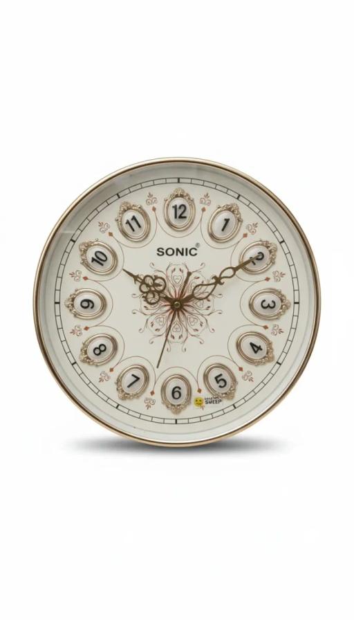 Sonic 1221 Gold Wall Clock: Elegant Quartz Design key highlights
