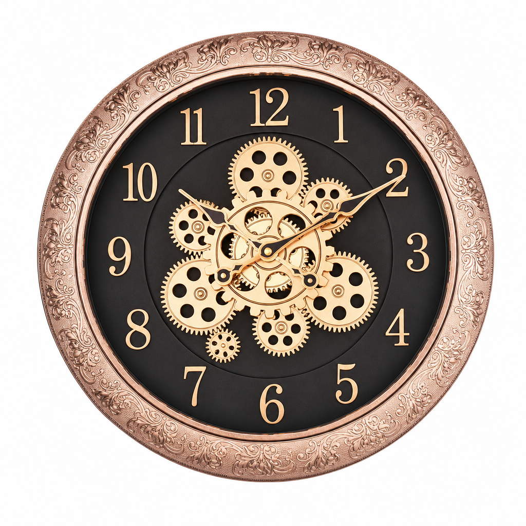 Sapna 3331 Ornate Wall Clock with Visible Gears
