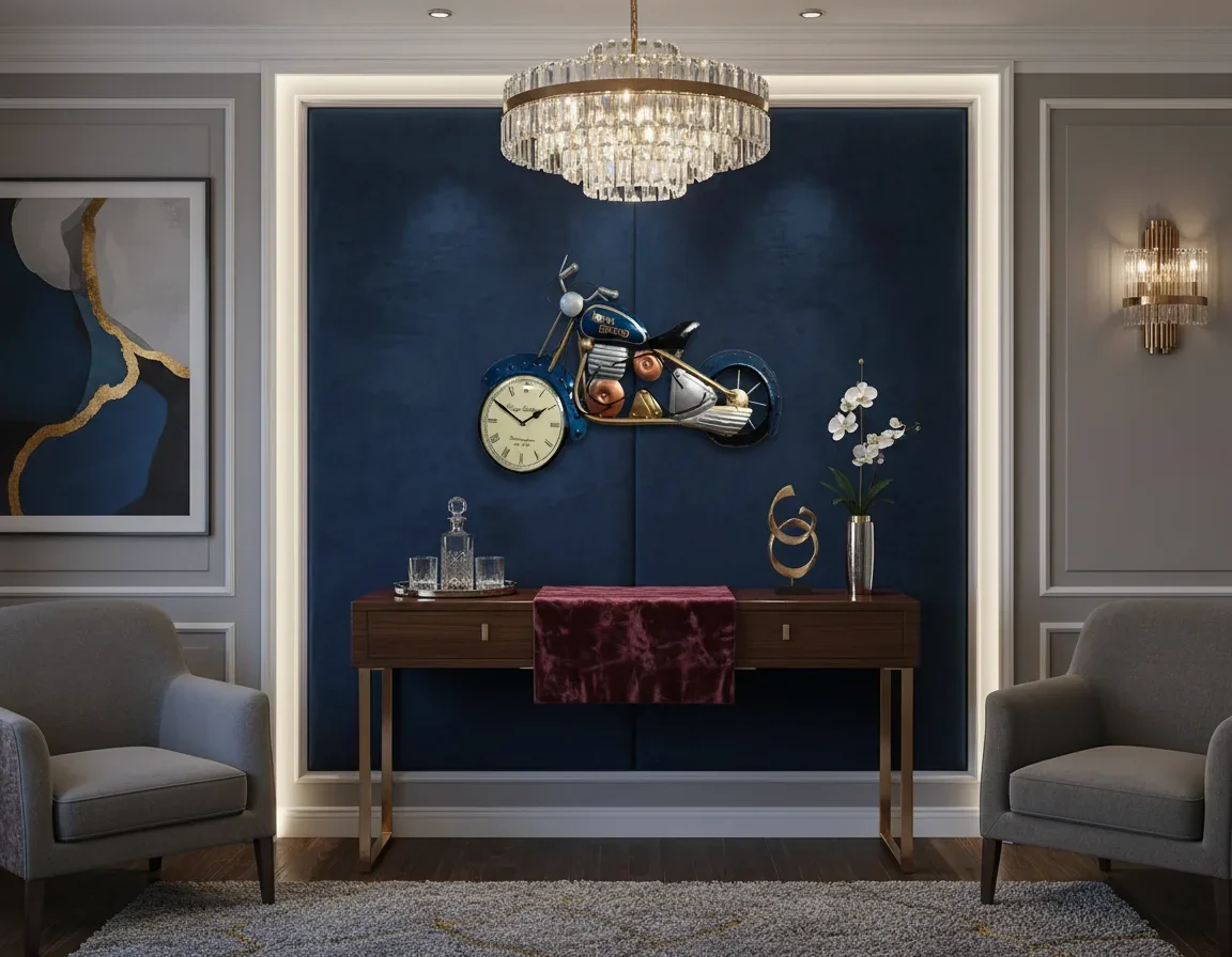 Vintage Motorcycle Wall Clock - Royal Enfield Inspired Metal Art lifestyle 2